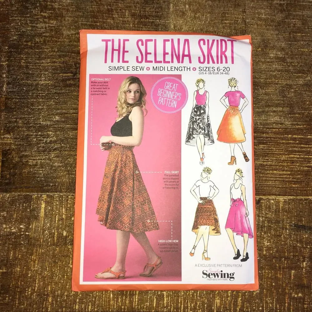Simply Sewing Pattern The Selena Skirt High Low Beginner Friendly 4-18 UNCUT